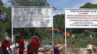 PN Palembang Eksekusi Lahan Seluas 28 Hektar Dikawasan Sematang Borang