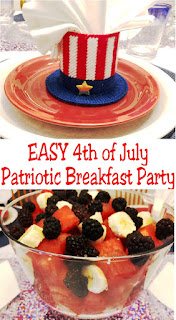 Put together a fun and EASY Patriotic breakfast to start the busy 4th of July holiday. Your kids will love it and you will love how easy and patriotic it is. Such a great way to start the 4th of July festivities. #4thofJuly #PatrioticBreakfast #DIYPartyMomblog #familybreakfast #familyparty