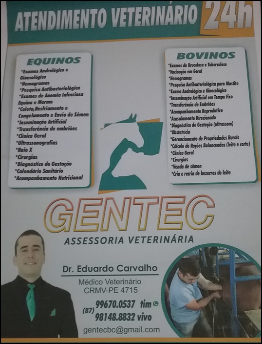 GENTEC - ASSESSORIA VETERINÁRIA É COM O DR. EDUARDO CARVALHO