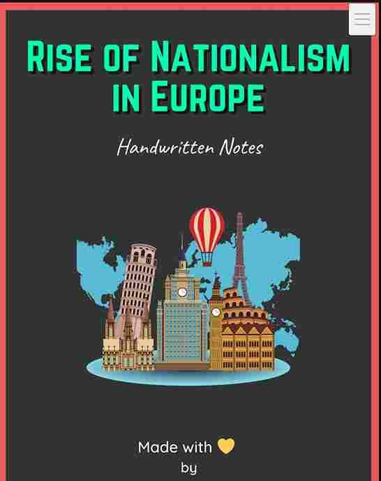 SOLUTION: (NCERT) Rise of Nationalism in Europe- handwritten notes -  Studypool