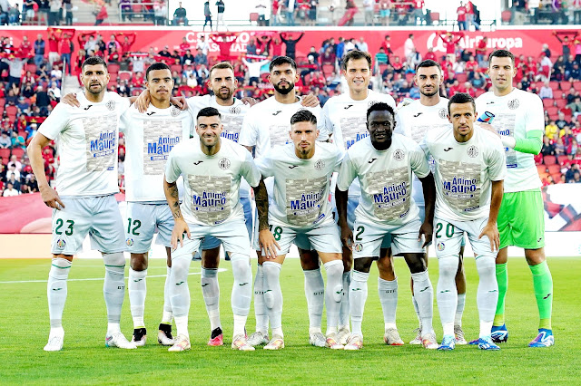 GETAFE C. F. Temporada 2023-24. Stefan Mitrović, Mason Greenwood, Borja Mayoral, Omar Alderete, Juanmi Latasa, Juan Iglesias, David Soria. Diego Rico, José Ángel Carmona, Djené, Nemanja Maksimović. R. C. D. MALLORCA 0 🆚 GETAFE C. F. 0 Sábado 28/10/2023, 18:30 horas. Campeonato de Liga de 1ª División, jornada 11. Palma de Mallorca, estadi Mallorca Son Moix: 15.310 espectadores. GOLES: no hubo.