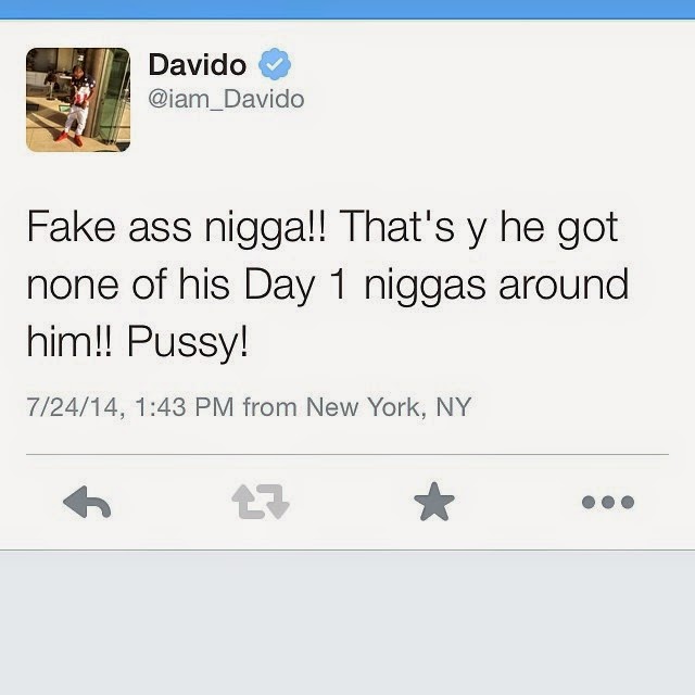 Wizkid and Davido in a war of words on Social Media!-fake ass nigga tweet from davido