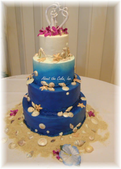 blue beach wedding cakes