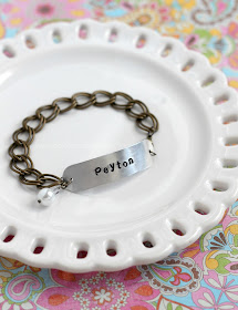 DIY Stamped Metal Bracelet--A personalized, inexpensive gift idea!  pitterandglink.com
