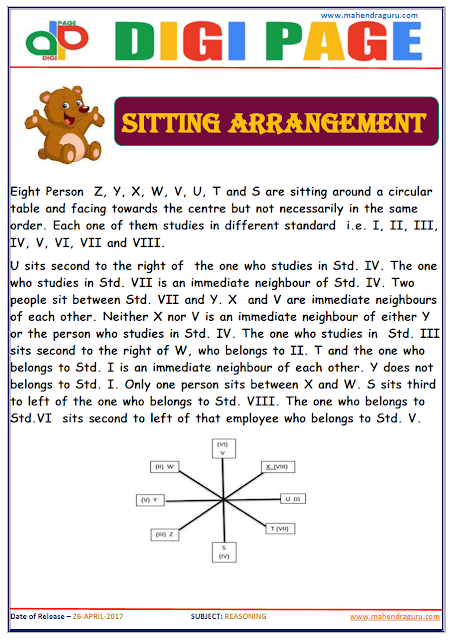  DP | SITTING ARRANGEMENT | 26 - APR - 17 | IMPORTANT FOR SBI PO