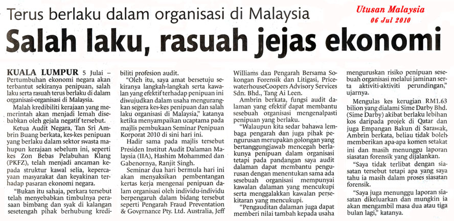 Nota Umum: RASUAH : KERATAN AKHBAR / ARTIKEL BERKAITAN