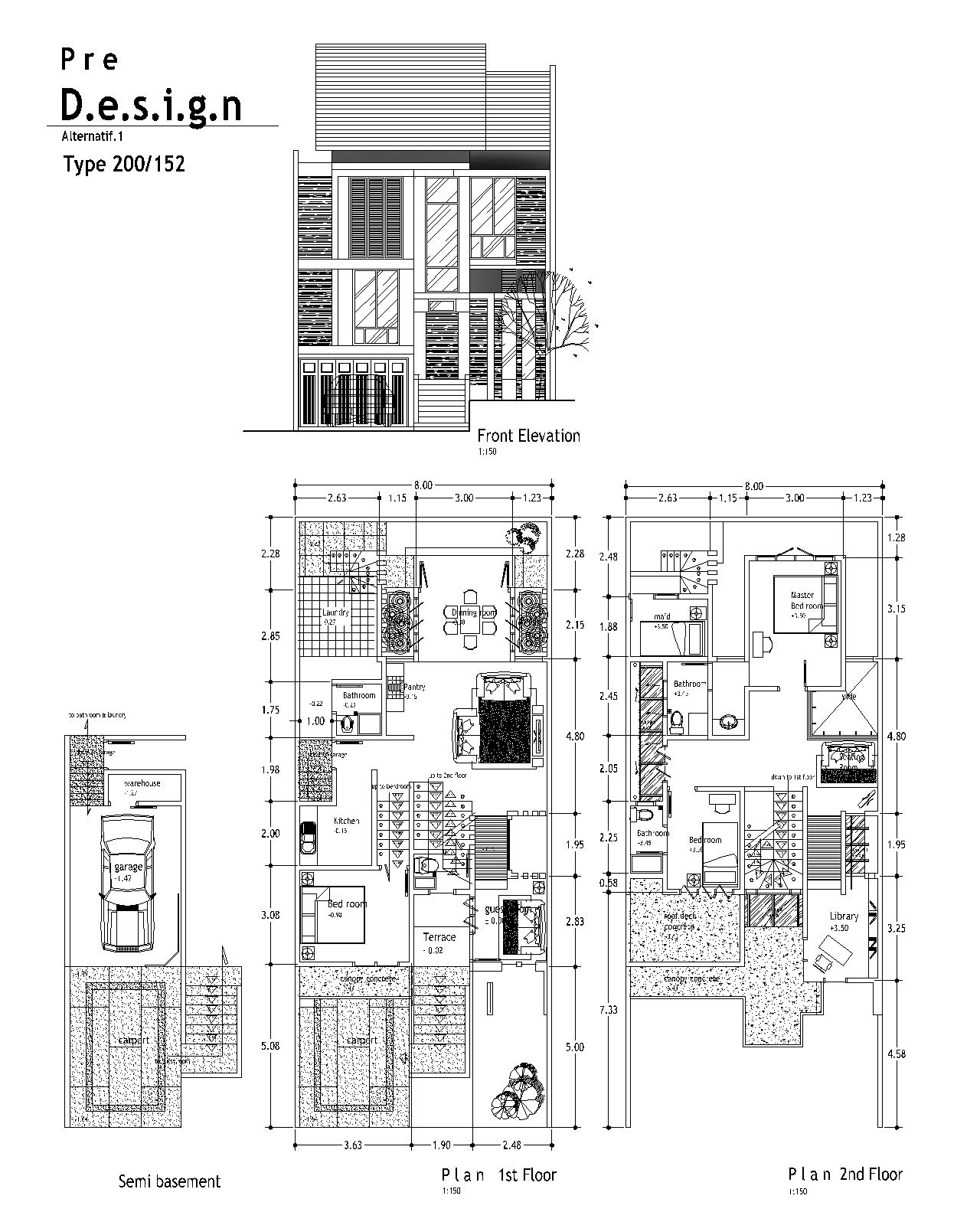 10 Model Denah Lebar 8 Meter Rumah 2 Lantai SENI RUMAH