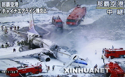 Charred remains of an exploded Boeing 737-800