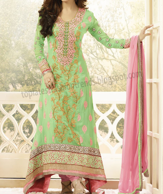 green embroidered salwar kameez
