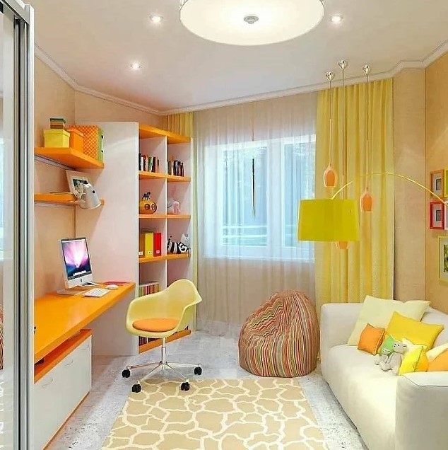 ide desain kamar kuning sederhana