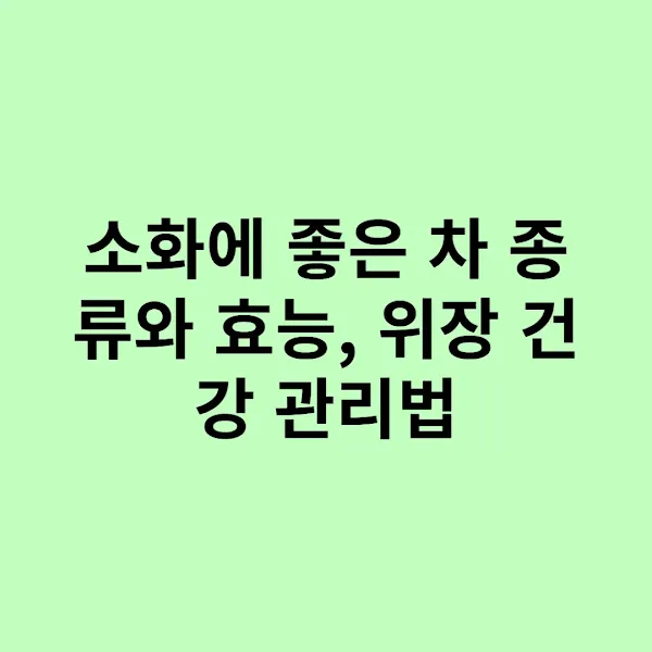소화에 좋은 차 종류와 효능, 위장 건강 관리법