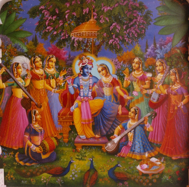 Krishna and the Gopis in Goloka Vrindavan