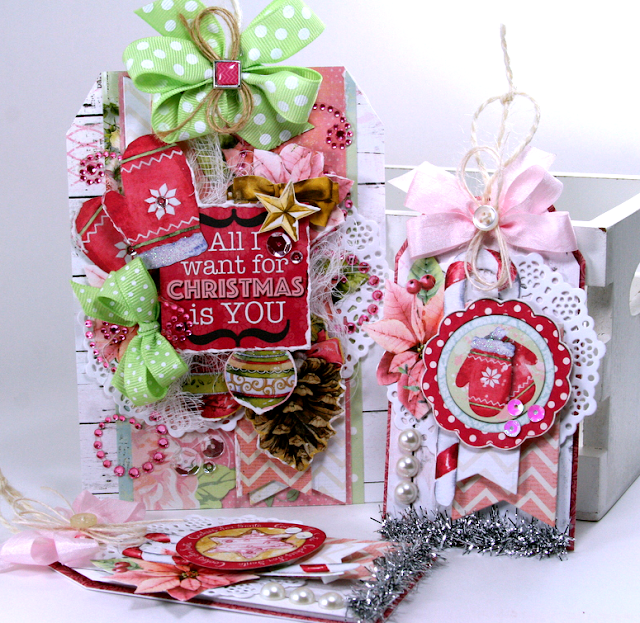 All I Want For Christmas Tags by Ginny Nemchak using BoBunny Carousel Christmas