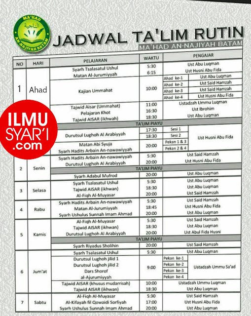 Informasi Jadwal Kajian Salafi di Batam