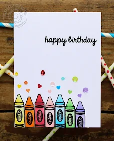 Sunny Studio Stamps: School Time Rainbow Crayon Birthday Card by Vanessa Menhorn.
