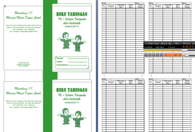 Contoh Format Buku Tabungan Simple Untuk TK/PAUD - TUKANG 