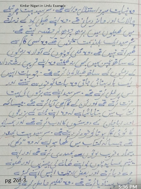 Urdu Kirdar nigari with examples