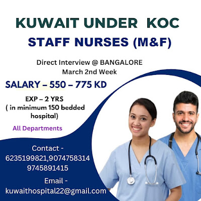 Urgently Required Nurses (M&F) for Kuwait Under KOC