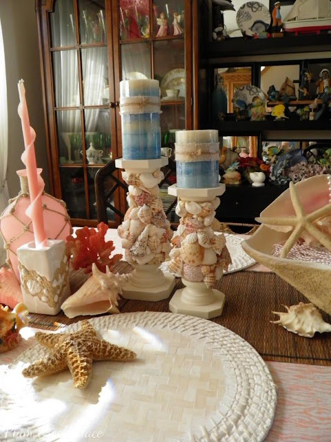 seashell candle sticks, DIY, tutorial