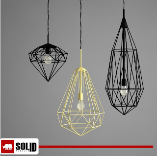 copper polygon diamond pendant lamp