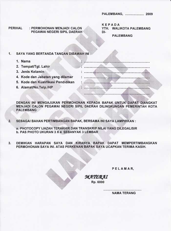 Contoh Surat Lamaran Kerja yang Benar - Artikel Informasi 