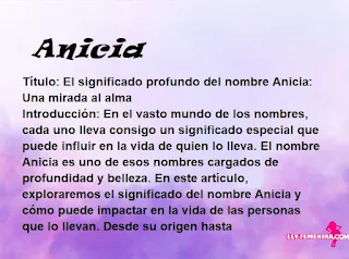 significado del nombre Anicia