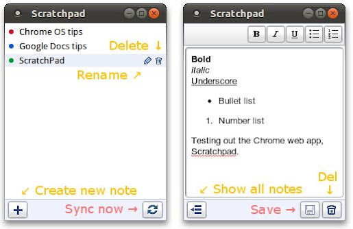 Scratchpad Menu and Notes