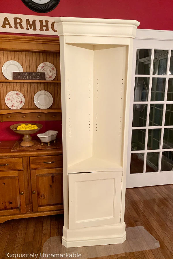 Painted Corner Cabinet in the kitchen