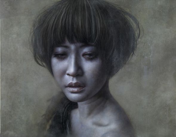 Lo Chan Peng pinturas hiper realistas mulheres sombrias sobrenaturais sensuais asiáticas Triste