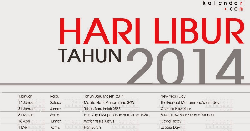 Tanggal Merah Tahun 2014  Mancing Info