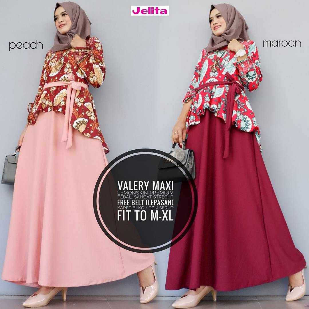  Baju  Batik  Modern Model  Gamis Batik  Kombinasi  Satin  