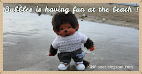 kiki Monchhichi beach plushie life kidult honfleur normandie plage beach