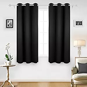  Deconovo Room Darkening Thermal Insulated Blackout Grommet Window Curtain for Living Room, Black,42x63-inch,1 Panel