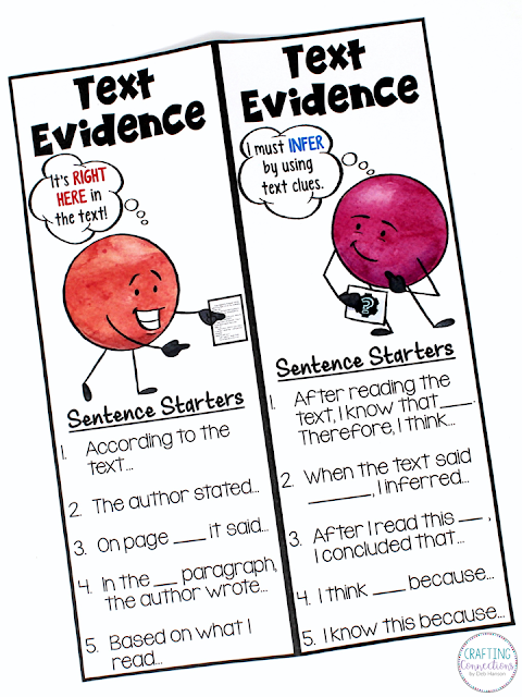 These free text evidence bookmarks remind students that some answers are explicitly stated, and some answers must be inferred. This blog post includes free printables so that you can replicate the anchor chart!