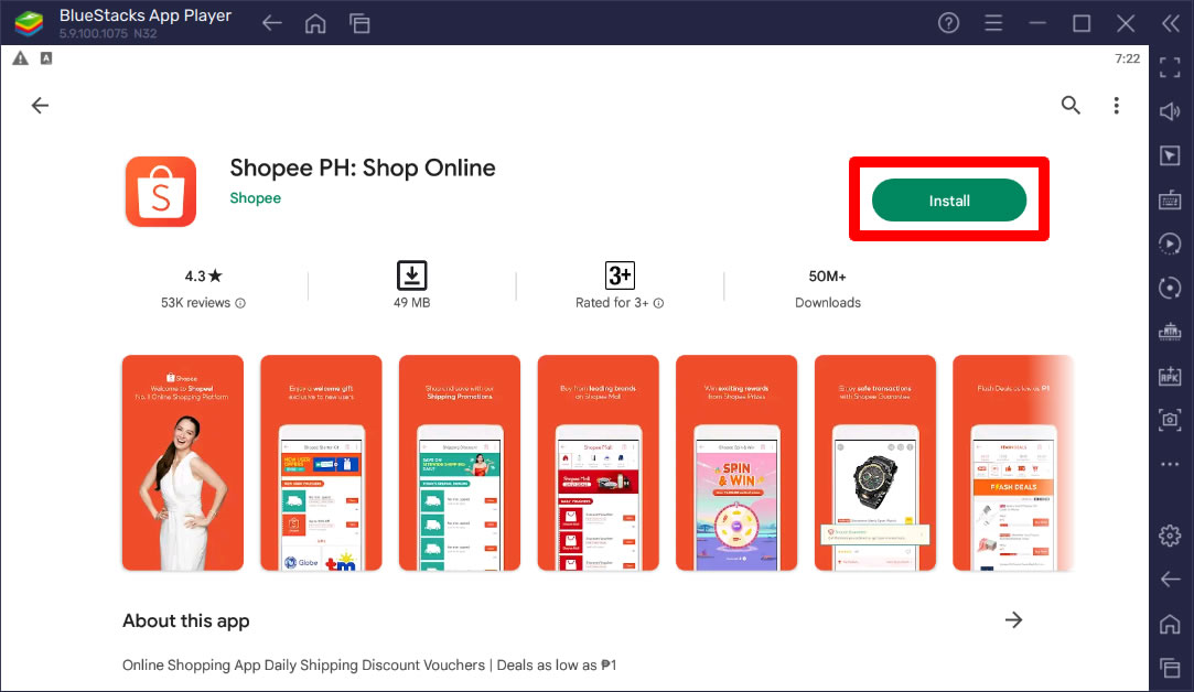 install shopee app using bluestacks