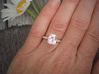 large light pink sapphire cushion shape rose gold diamond accented ring