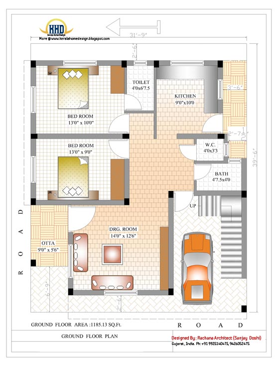 Ground floor house plan - 2370 Sq.Ft.