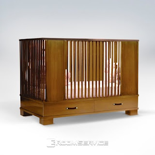 Morgan Modern Crib Beds Kids Furniture in Natural Walnut