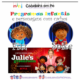 Fizz e Spike, personagens cacheados e crespos do programa infantil 'Na sala de Julie' do Netflix