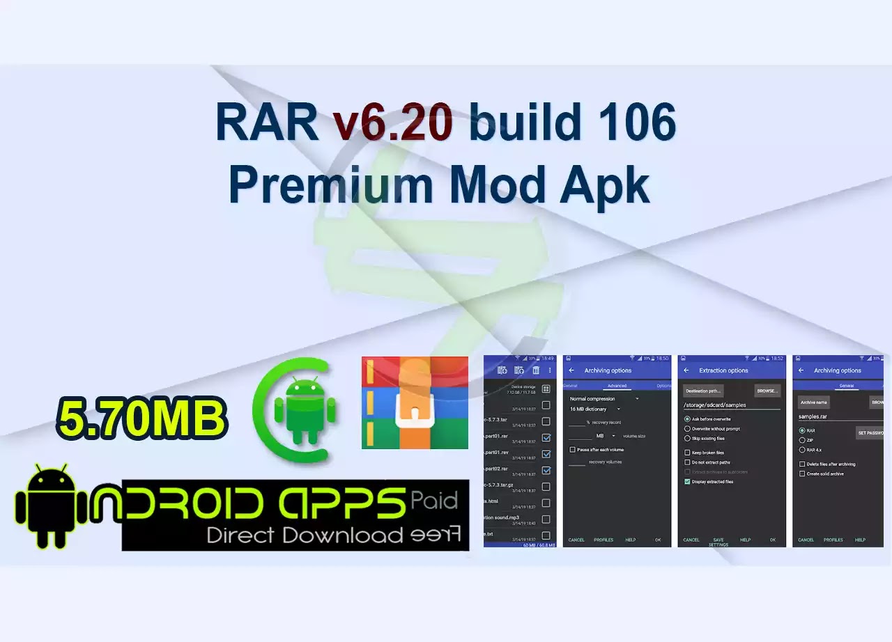 RAR v6.20 build 106 Premium Mod Apk 