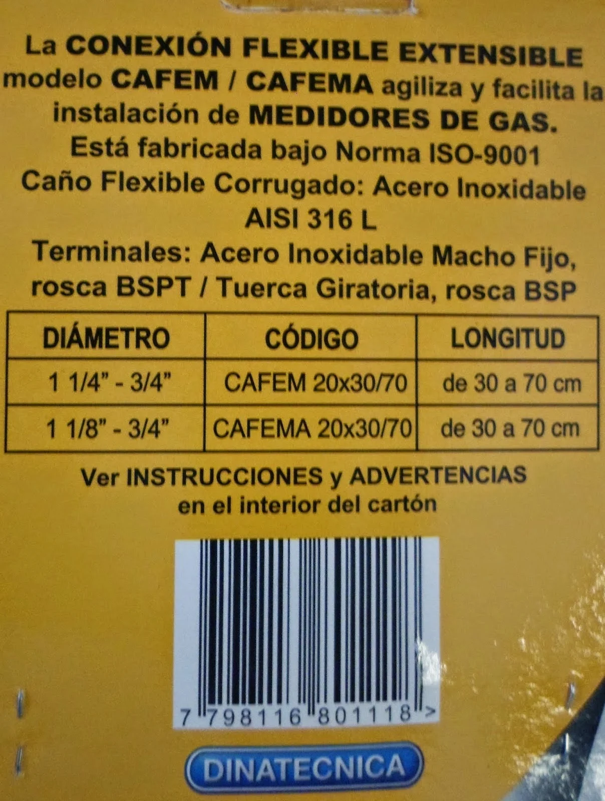 Flexibles para Gas Aprobados -Dinatecnica