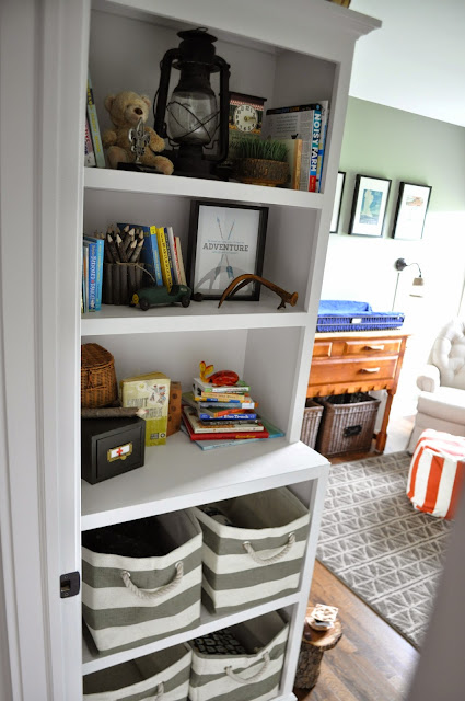 Outdoorsy, camping, boy scout nursery. Built In Shelves