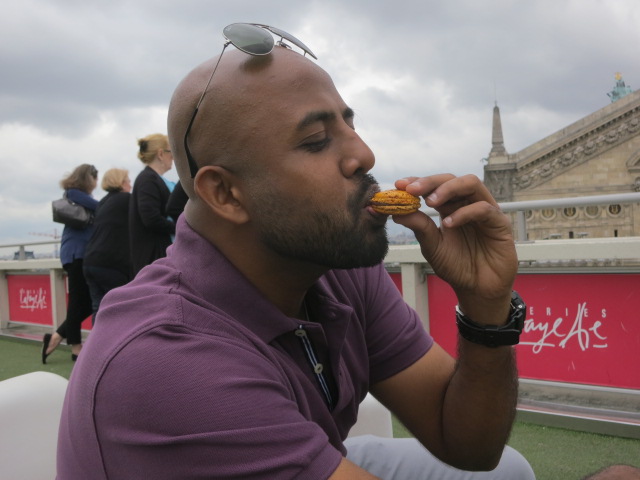 Enjoying a delightful Macaron at Paris