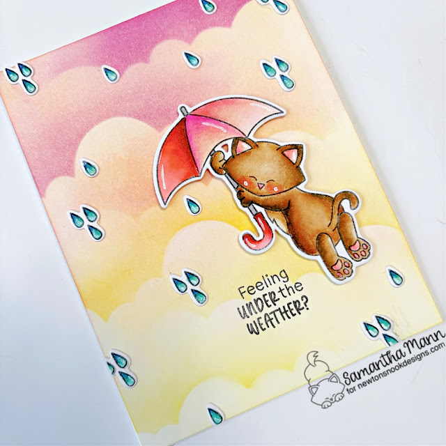 Feeling Under the Weather? Card by Samantha Mann | Newton's Umbrella Stamp Set and Clouds Stencil by Newton's Nook Designs #newtonsnook #handmade