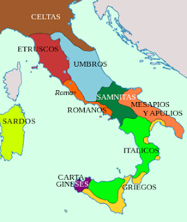 Mapa de pueblos prerromanos de Italia