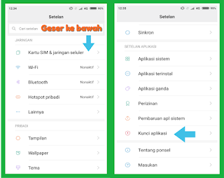Cara kunci aplikasi di hp xiaomi sangat mudah melalui menu keamanan