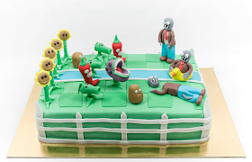 Plants vs zombies fondant cake front shot