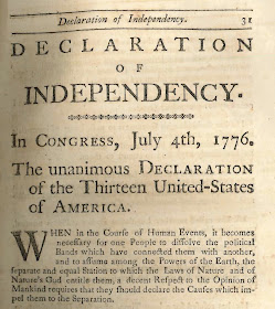 A printed page of text with the header "Declaration of Independency."
