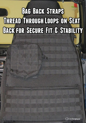 back of bartact jeep seat covers with storage bag attached