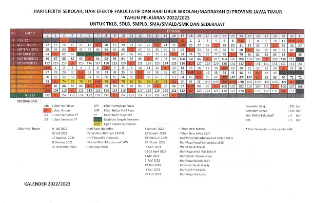 Download Kalender Pendidikan 2022/2023 Jawa Timur Lengkap dengan Jadwal Libur Sekolah
